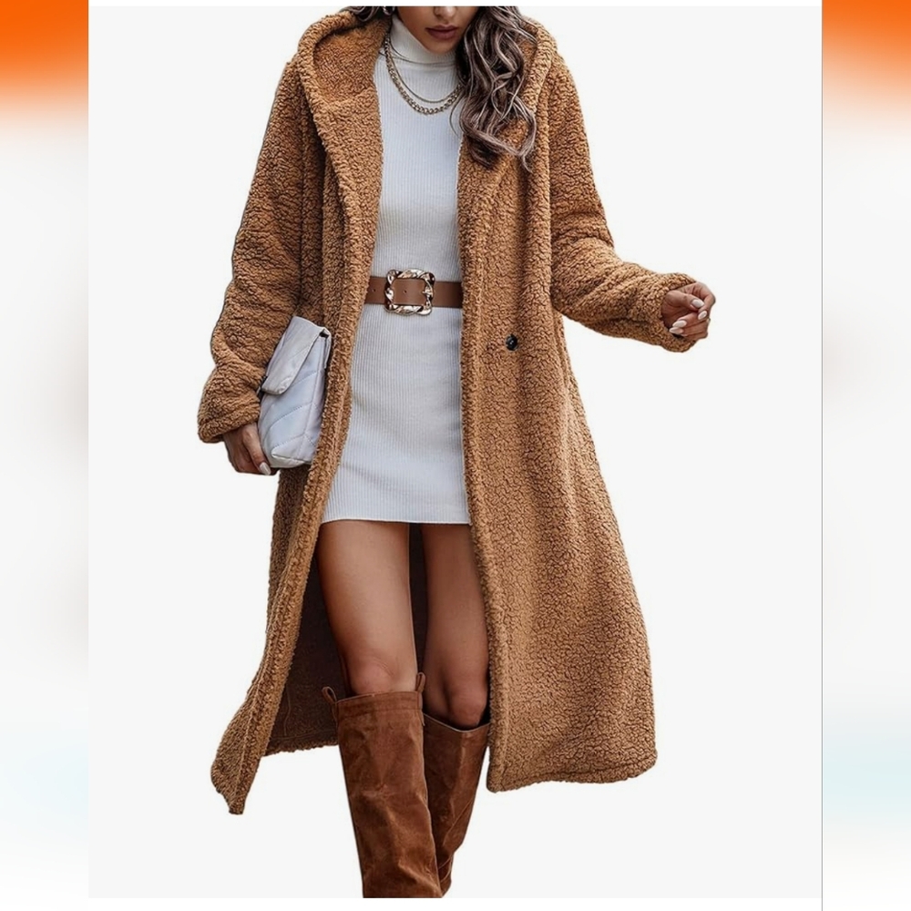 PRETTYGARDEN Women's Fashion Winter Coats Fuzzy Fleece Long Hooded Jacket
